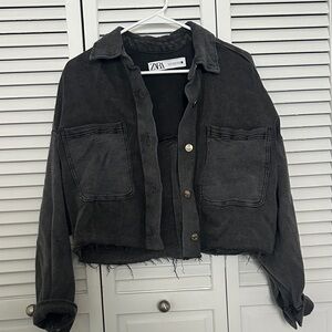 Zara Women's Charcoal Denim Jacket